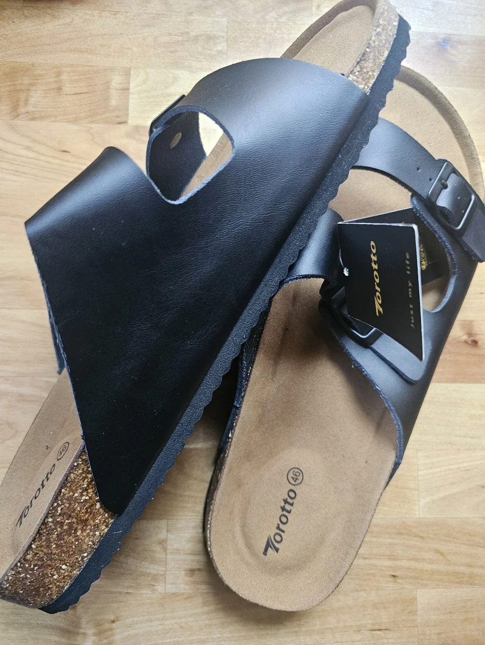 Men's Black Double-Buckle Slide Sandals